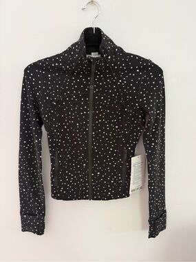 Lululemon Cropped Jacket Nulu Blacl Scattered Hearts NWT Size 2